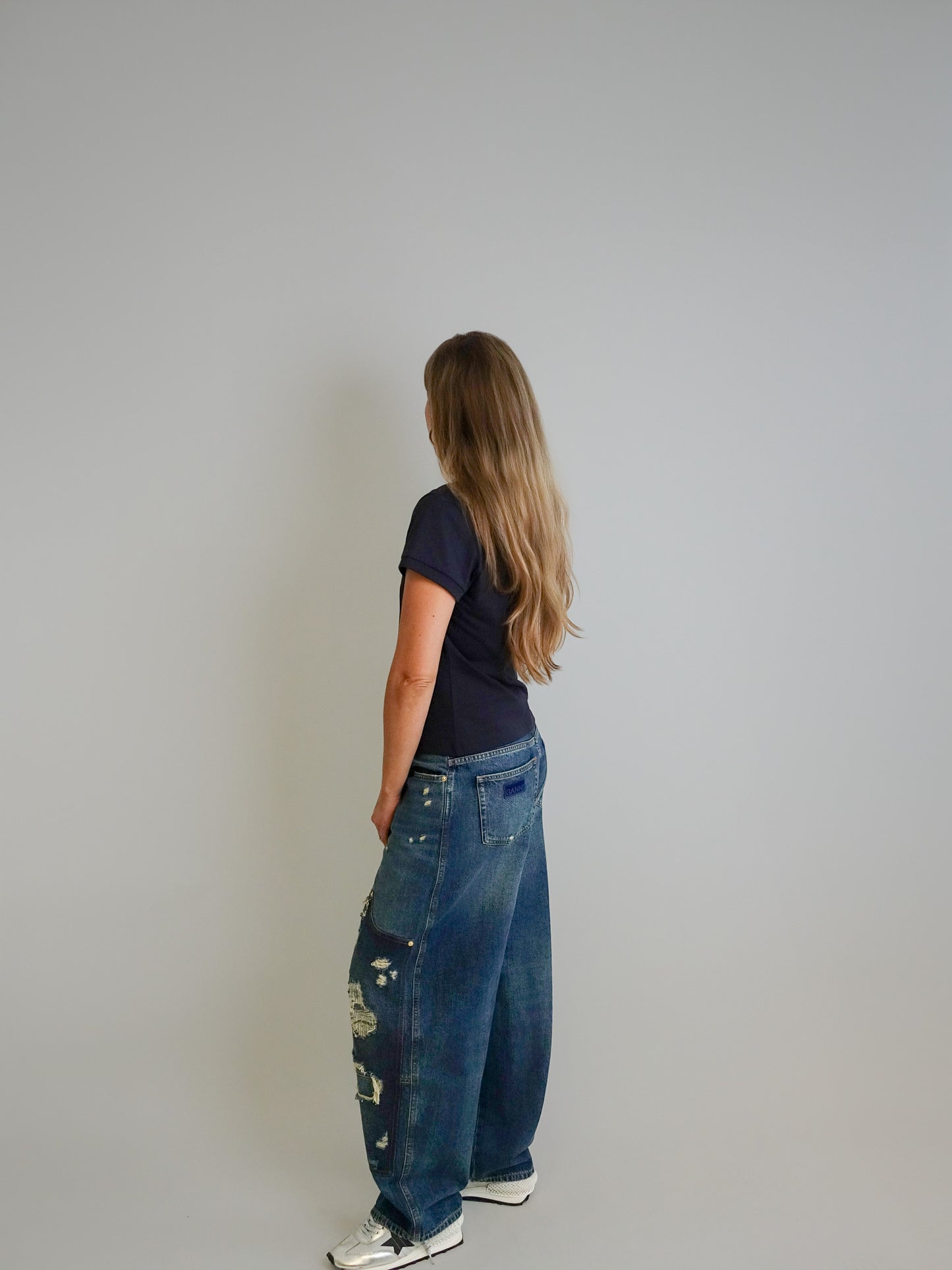 HEAVY WASHED DENIM CARPENTER JEANS MID BLUE VINTAGE