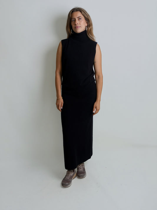 SLEEVELESS TURTLE WOOL CASHMERE BLACK