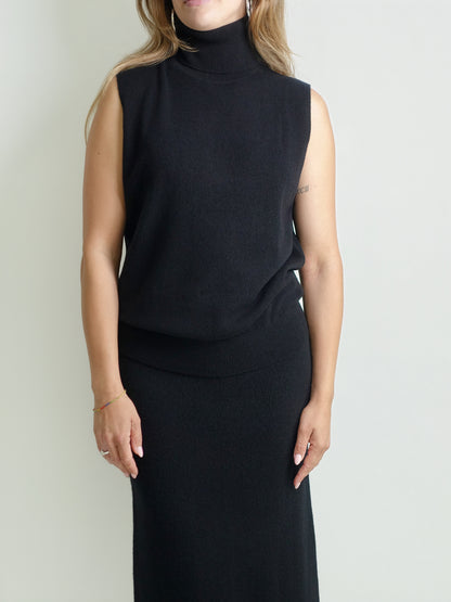 SLEEVELESS TURTLE WOOL CASHMERE BLACK