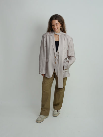JANG FLUID MICRO CHECK BLAZER BEIGE MULTI