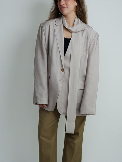 JANG FLUID MICRO CHECK BLAZER BEIGE MULTI