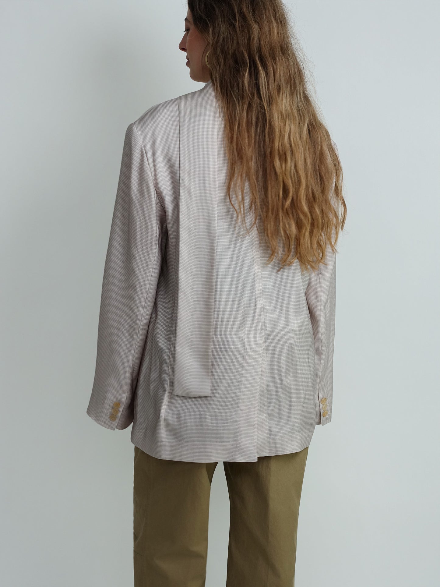JANG FLUID MICRO CHECK BLAZER BEIGE MULTI