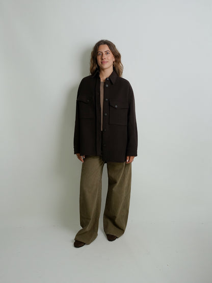 OVERSIZE SHACKET MAHAGONY BROWN