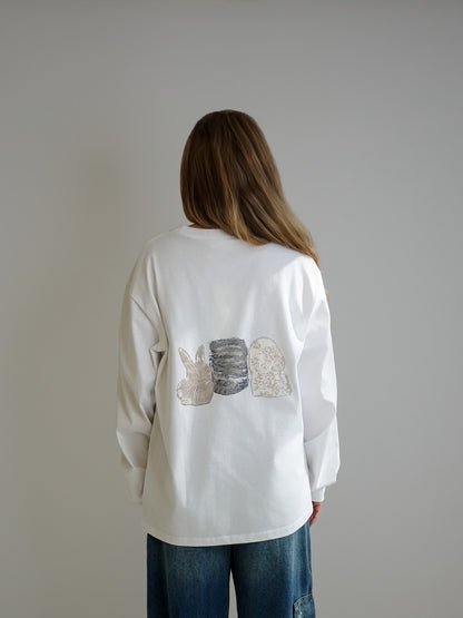 RE-CUT HEAVY JERSEY ANIMALS LONG SLEEVE BRIGHT WHITE