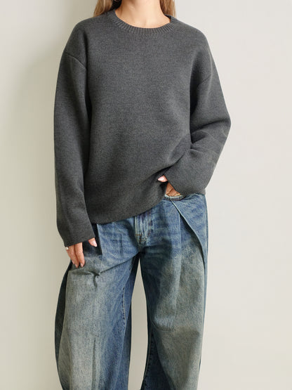 HEAVY CREW WOOL DARK GREY