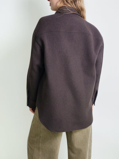 OVERSIZE SHACKET MAHAGONY BROWN