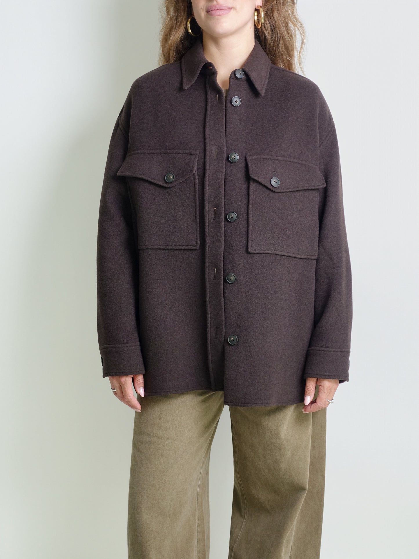 OVERSIZE SHACKET MAHAGONY BROWN