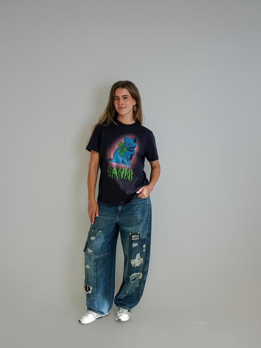 BASIC COTTON JERSEY NEON KITTY T-SHIRT PHANTOM