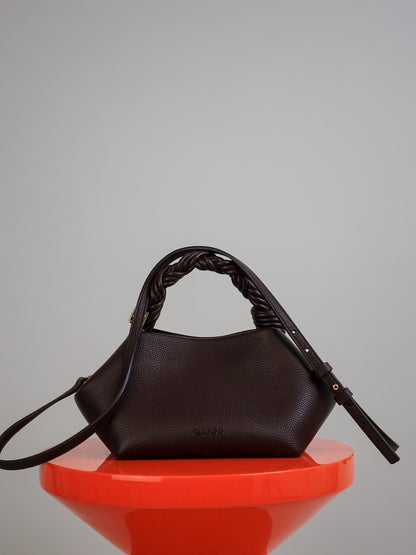 GANNI BOU BAG SMALL GRAINED CHICORY COFFEE
