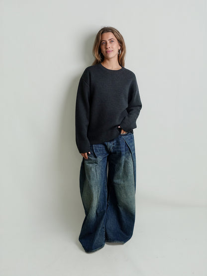 HEAVY CREW WOOL DARK GREY