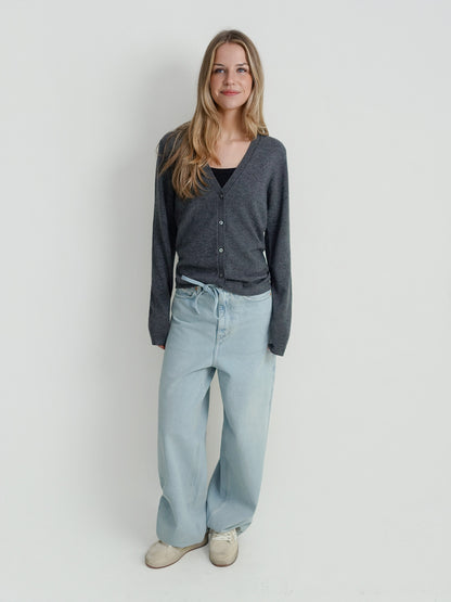 V CARDIGAN MID GREY RHEA182