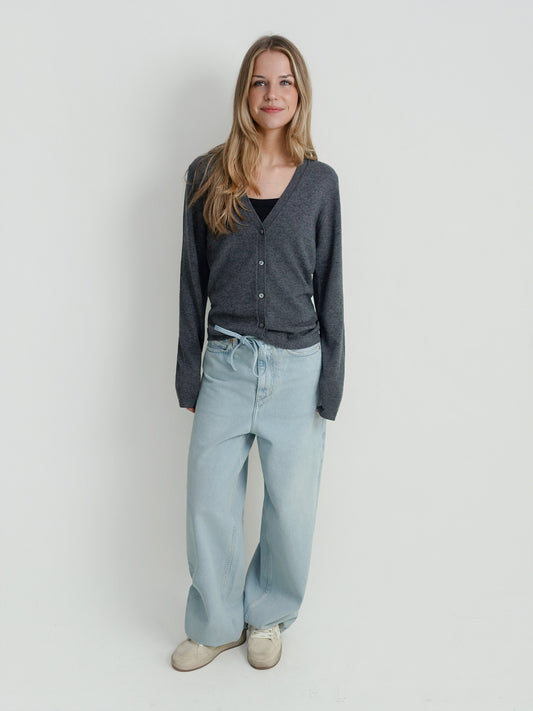 V CARDIGAN MID GREY RHEA182