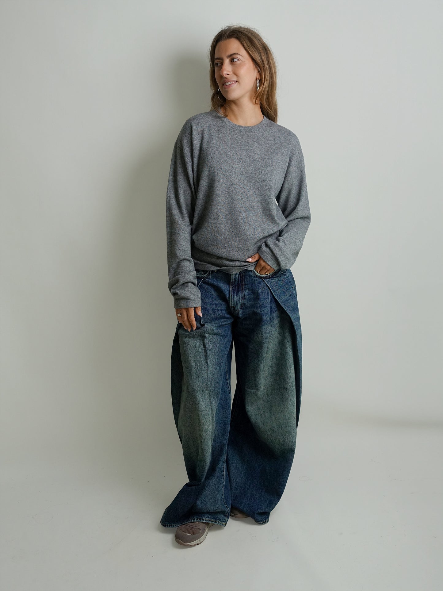 LONGSLEEVE TSHIRT WOOL CASHMERE MID GREY