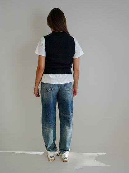 GRAPHIC WOOL MIX FLOWERS VEST PHANTOM