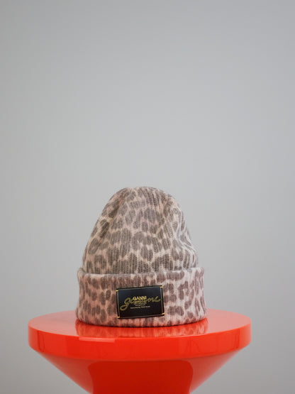 GRAPHIC WOOL MIX PRINTED LEOPARD BEANIE LEOPARD
