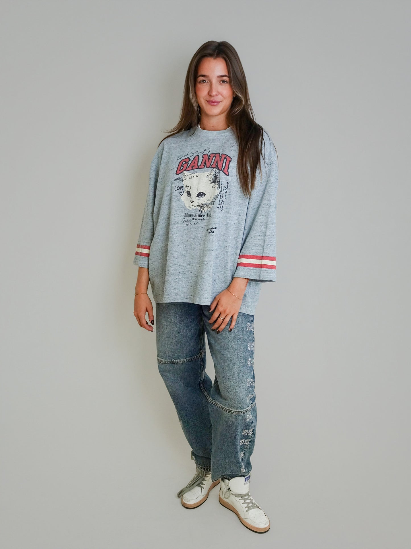 OVERDYED COTTON MELANGE 3/4 SLEEVE BABY BLUE