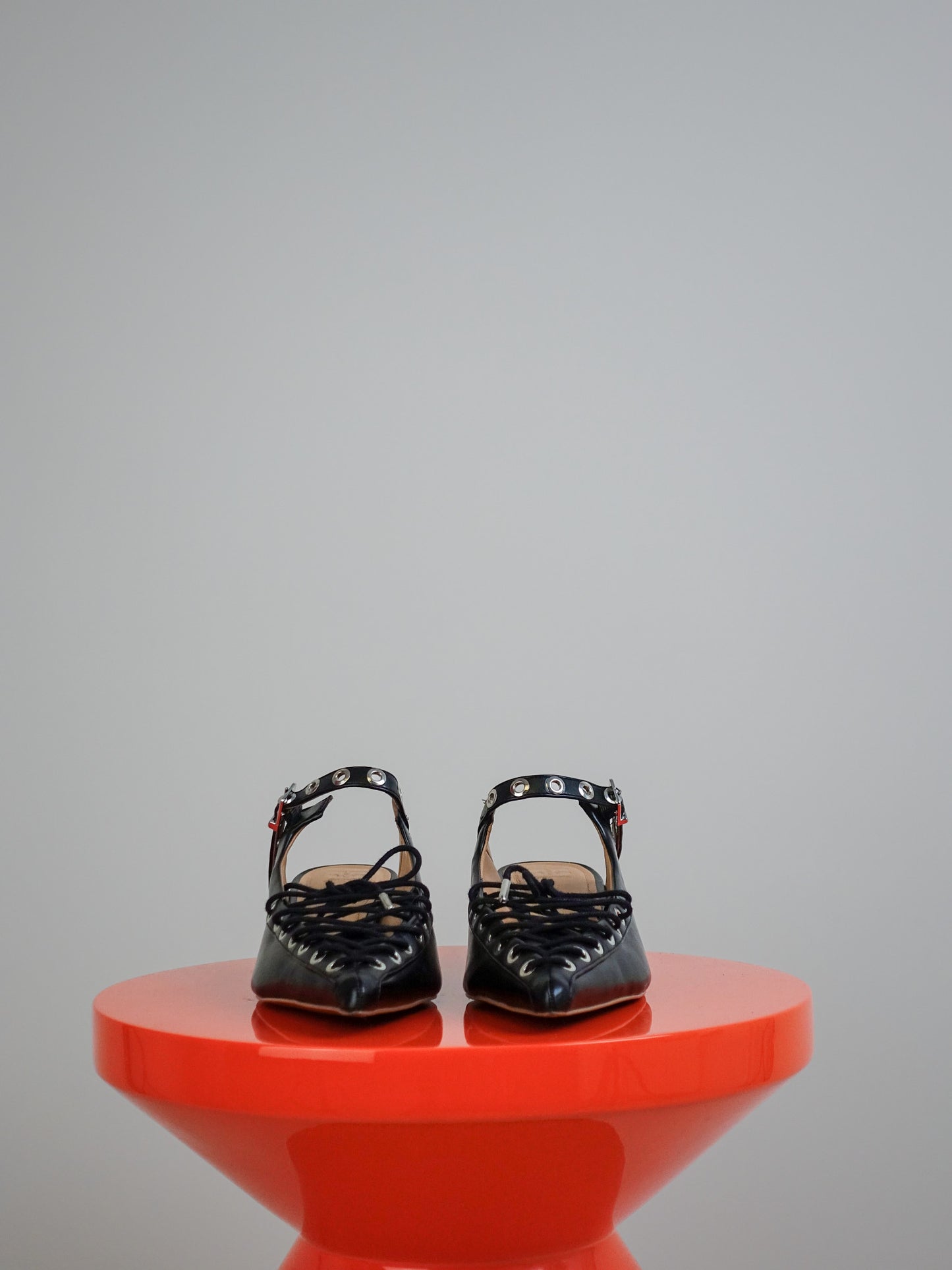 EYELETS LACE UP MULE CRINKLE OLEATEX BLACK