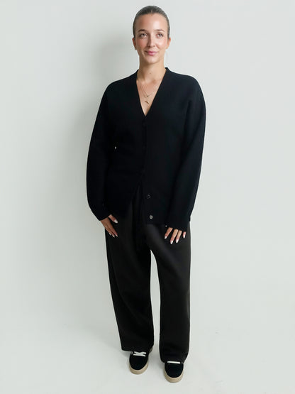 HOURGLASS FELTED CARDIGAN BLACK