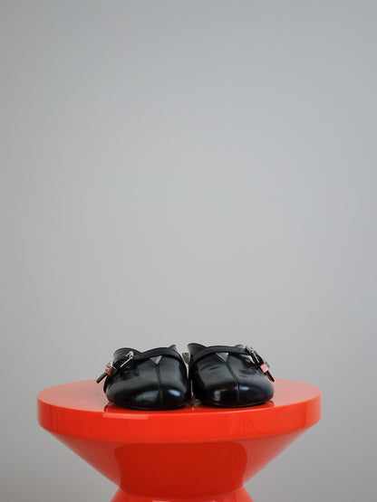 SUE KITTEN HEEL MULE BOX OLEATEX BLACK