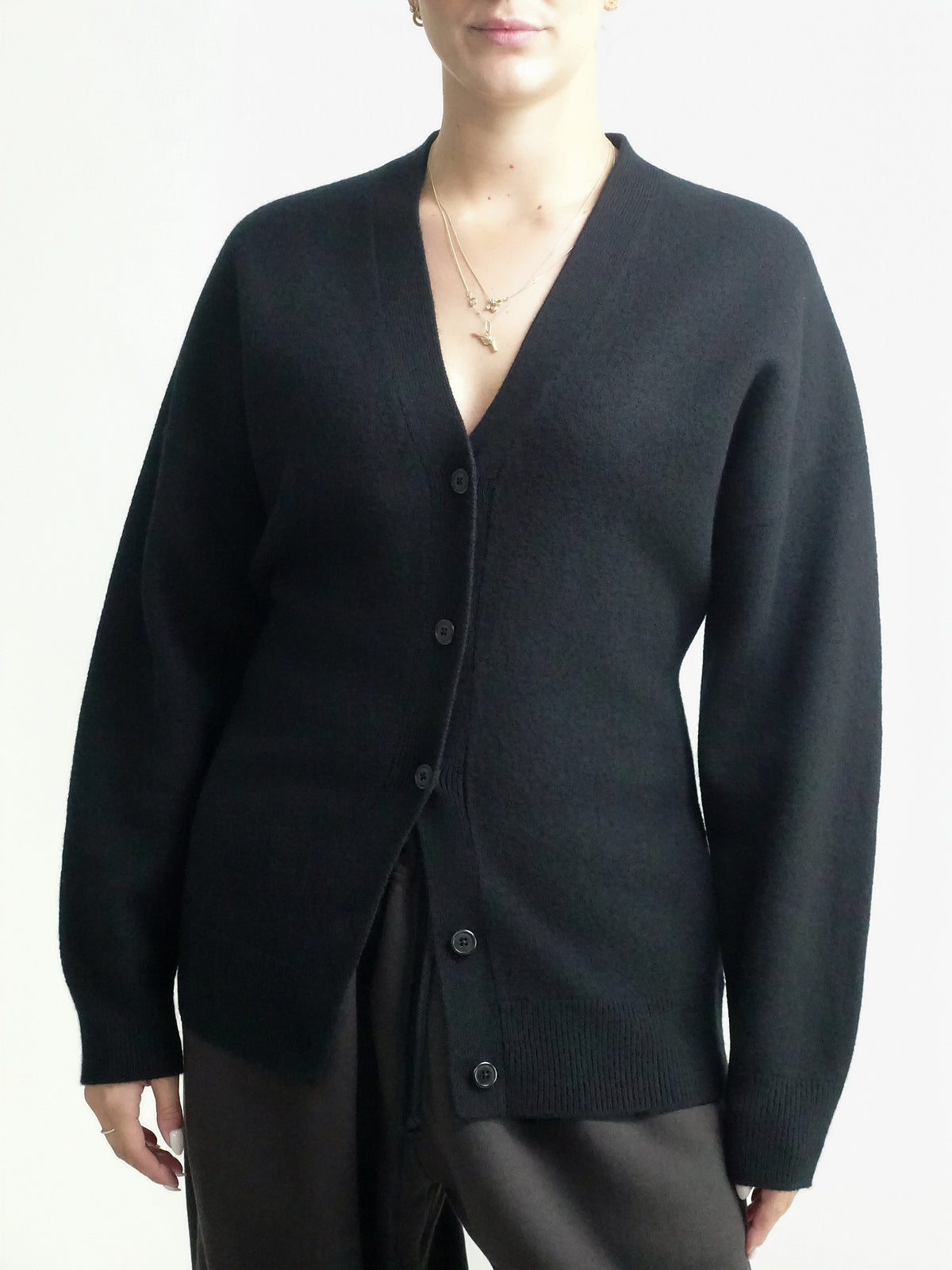 HOURGLASS FELTED CARDIGAN BLACK
