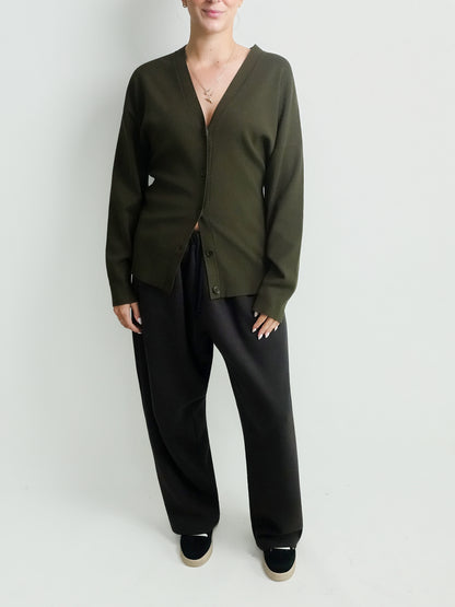 HOURGLASS CARDIGAN DARK MOSS GREEN
