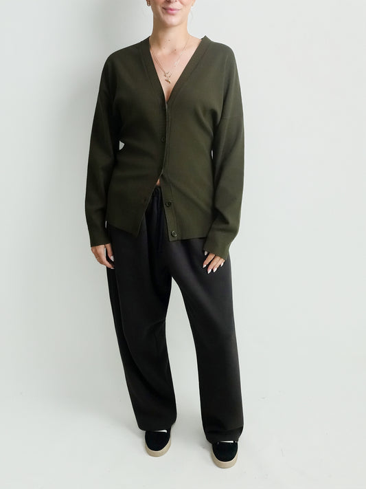 HOURGLASS CARDIGAN DARK MOSS GREEN