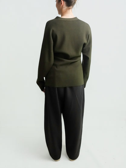 HOURGLASS CARDIGAN DARK MOSS GREEN
