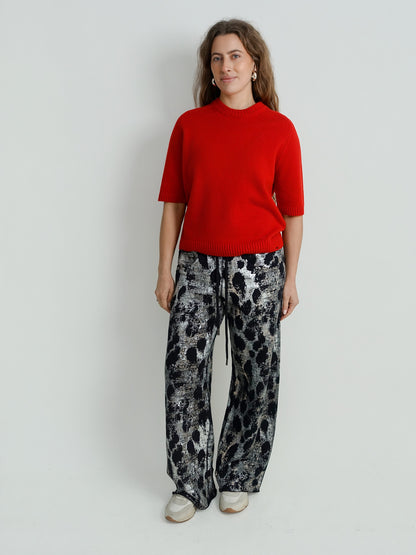 RELAXED SWEATPANT SILVER LEOPARD BLACK