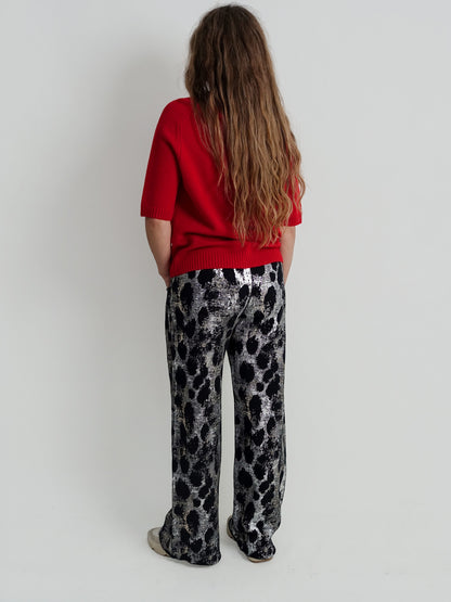 RELAXED SWEATPANT SILVER LEOPARD BLACK