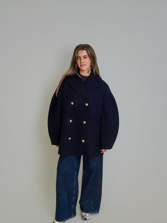 PEACOAT WOOL MIDI COAT SKY CAPTAIN