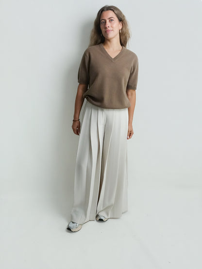 FULLY PLEATED TROUSERS IVORY