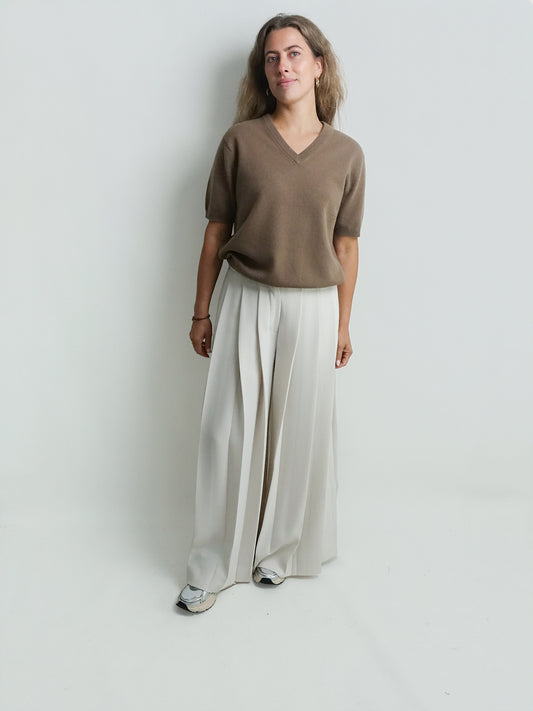 FULLY PLEATED TROUSERS IVORY