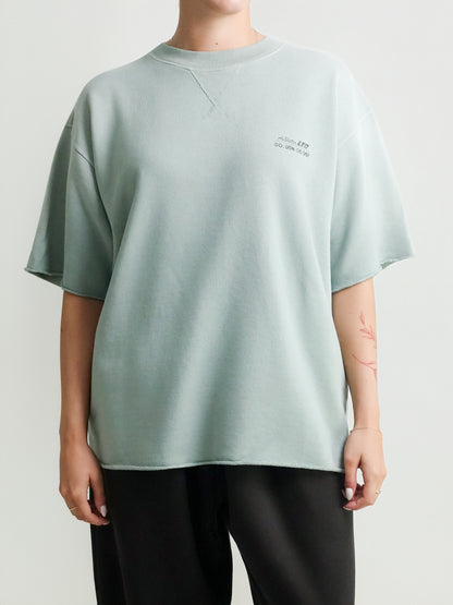 JOURNEY UNISEX GARMENT DYED S/S SWEATSHIRT COTTON FLEECE WITH PATCH ICEBERG GREEN
