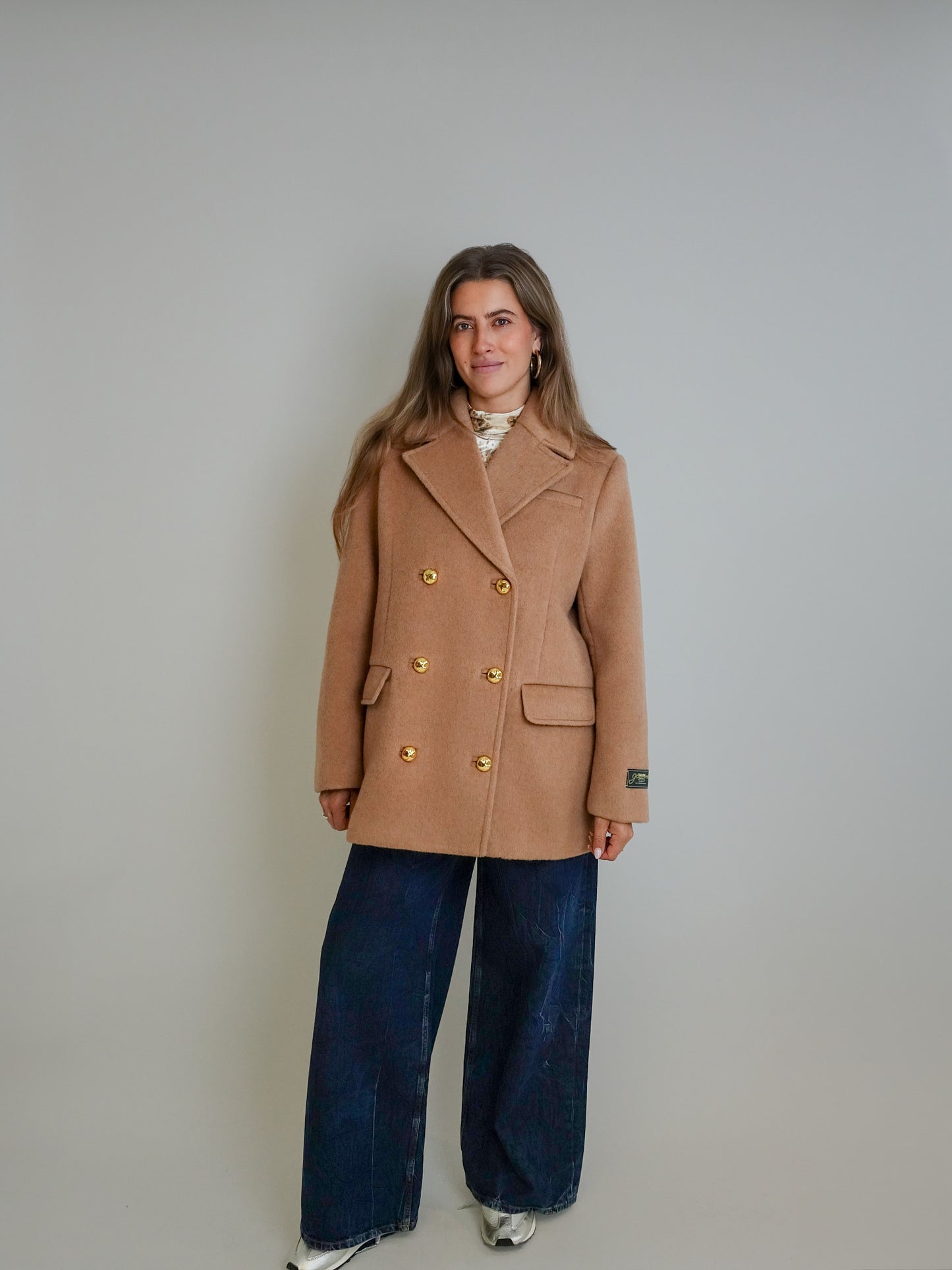 DOUBLE FACED WOOL DOUBLEBREATSED BLAZER LATTE