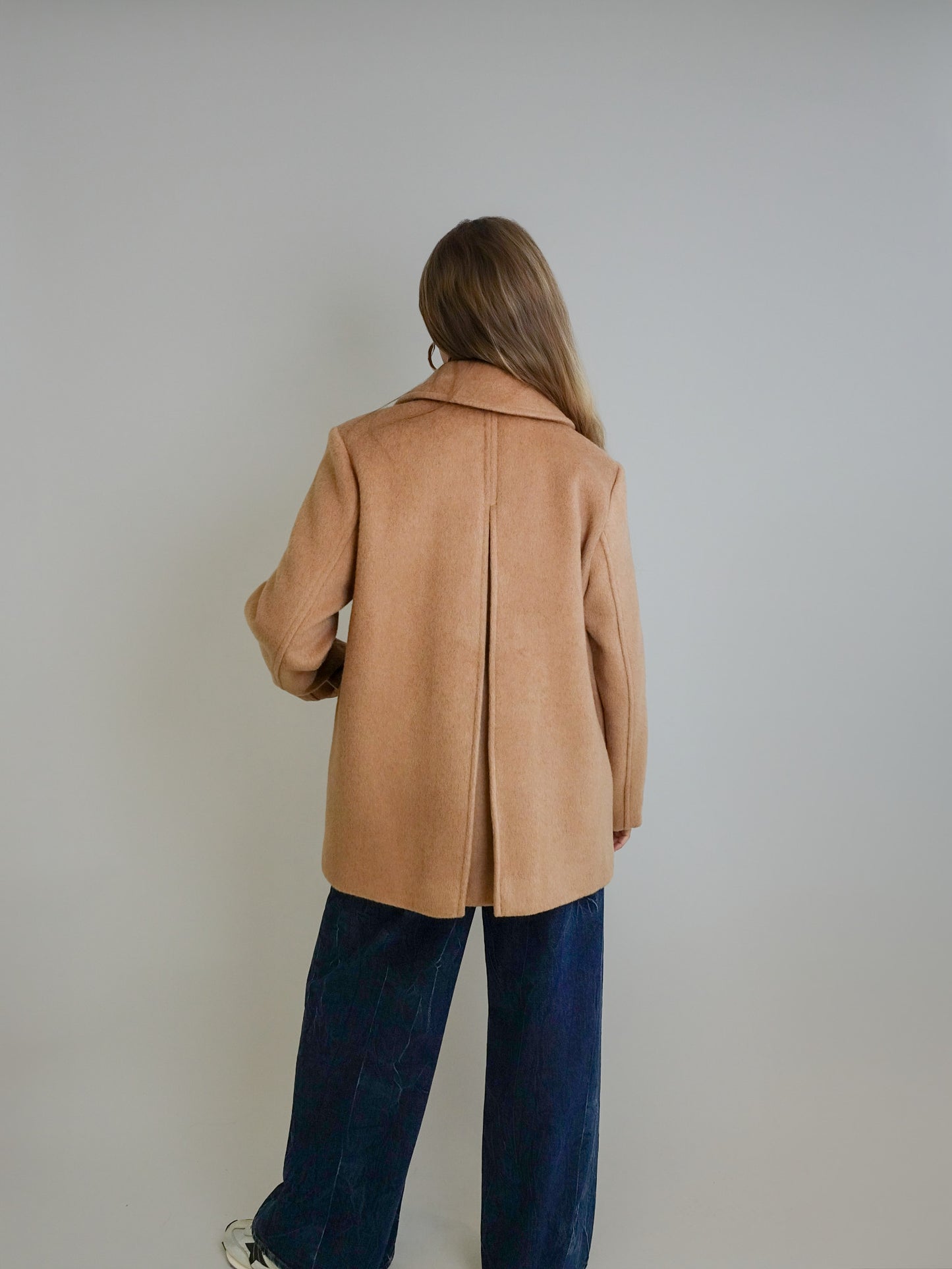 DOUBLE FACED WOOL DOUBLEBREATSED BLAZER LATTE