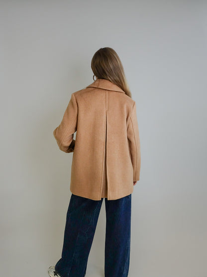 DOUBLE FACED WOOL DOUBLEBREATSED BLAZER LATTE