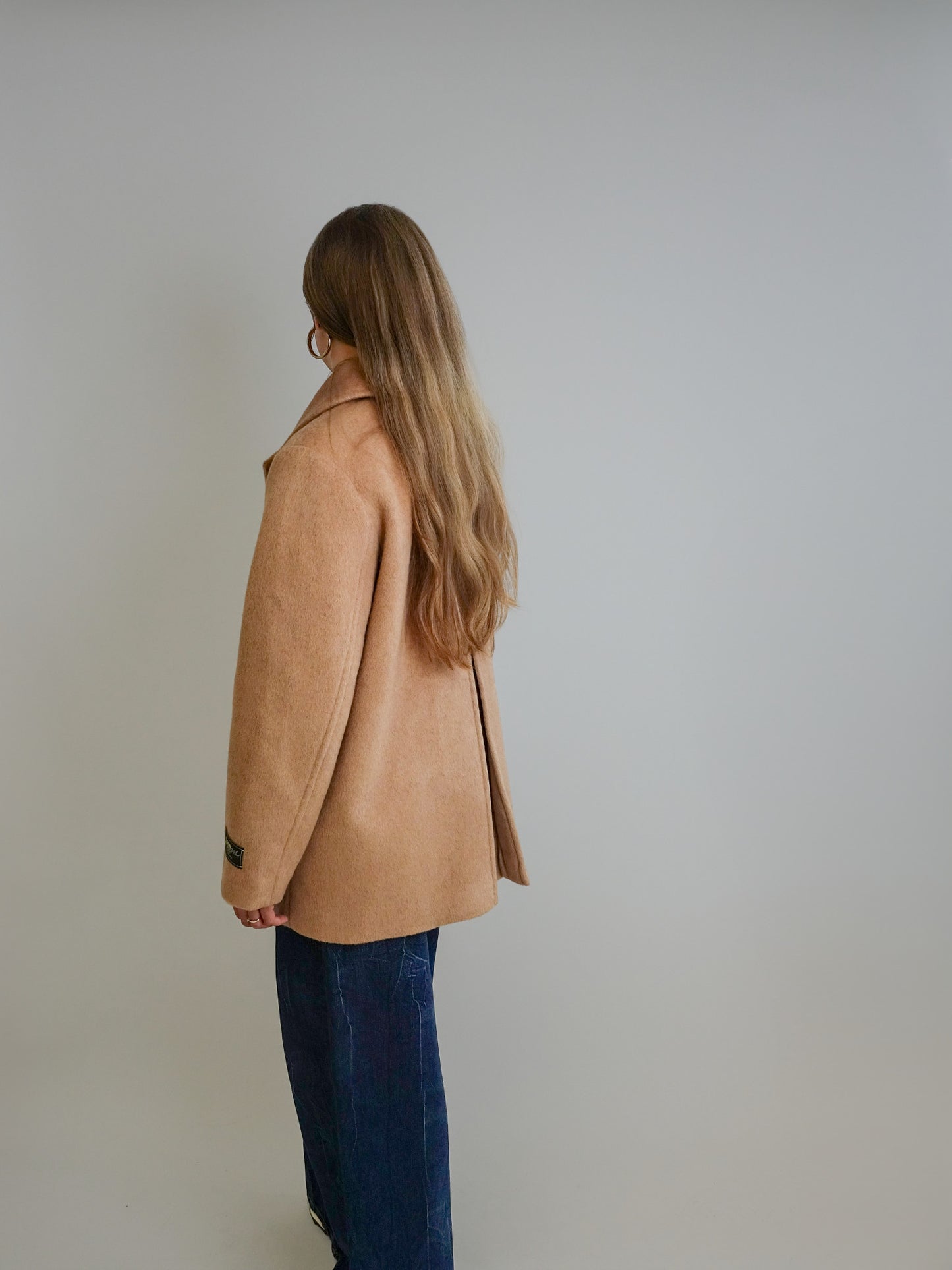 DOUBLE FACED WOOL DOUBLEBREATSED BLAZER LATTE