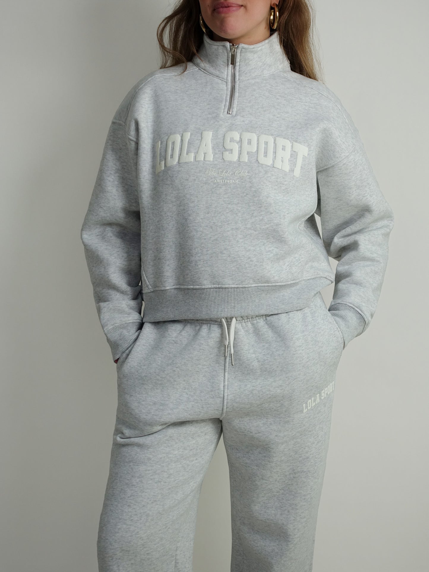 THE LOLA CLUB JAYLA HALF ZIP GREY MELANGE