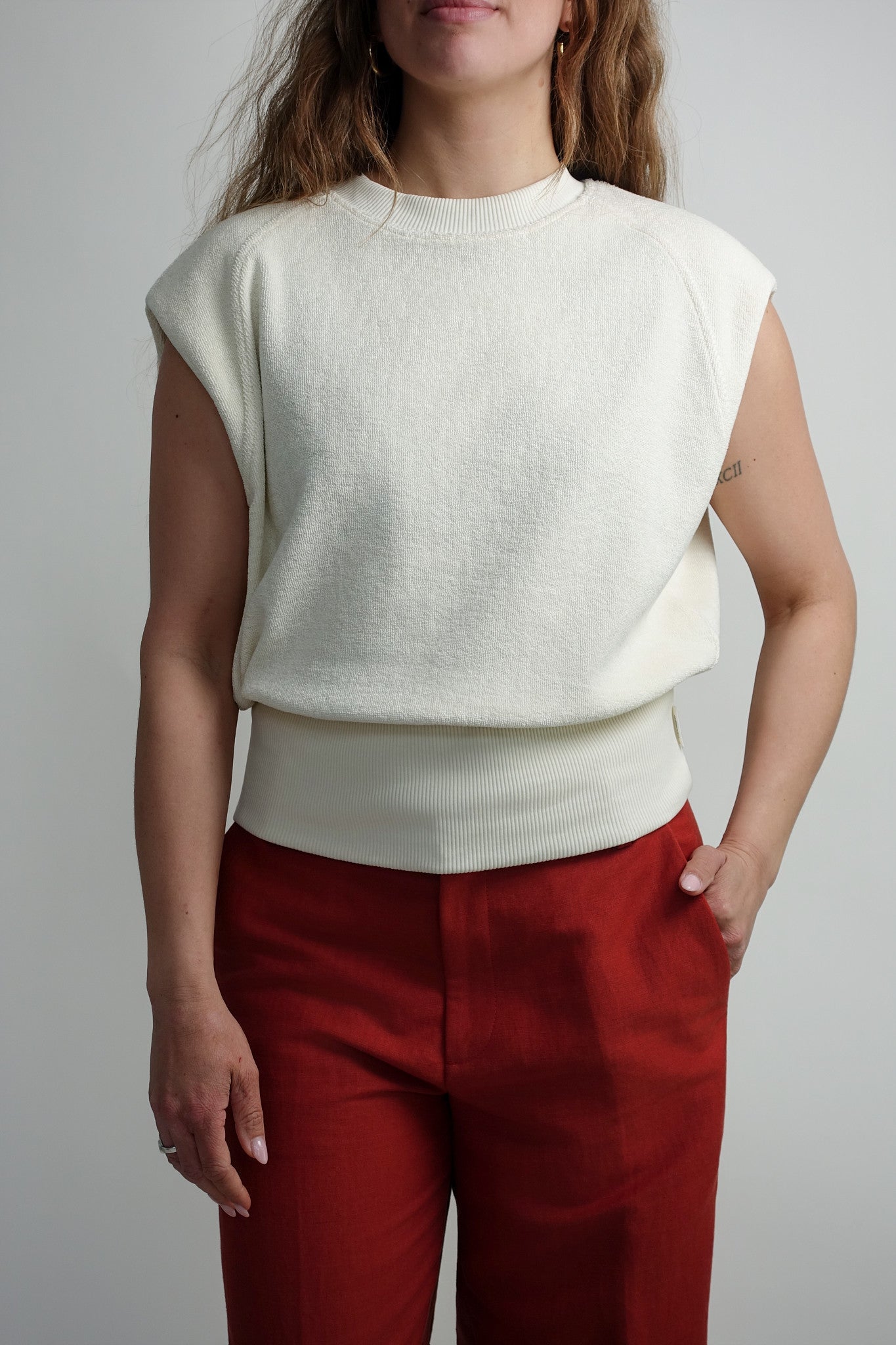 WAISTED CREWNECK WITHERIT BEIGE