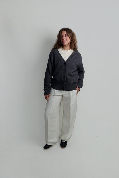 HEAVY CARDIGAN WOOL CASHMERE DARK GREY