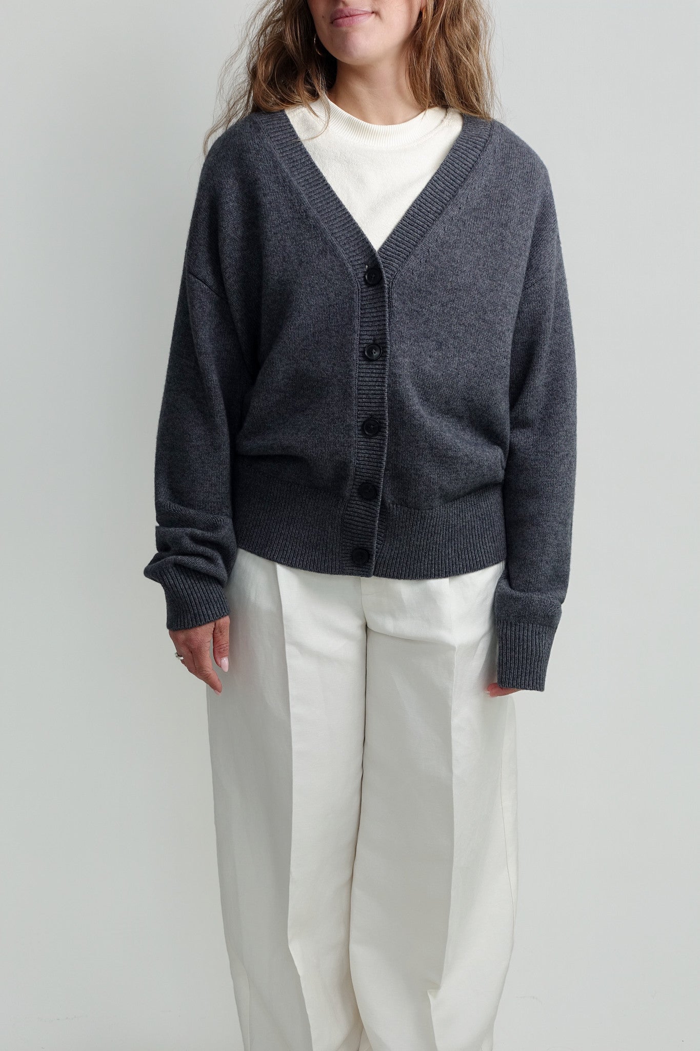 HEAVY CARDIGAN WOOL CASHMERE DARK GREY