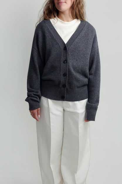 HEAVY CARDIGAN WOOL CASHMERE DARK GREY