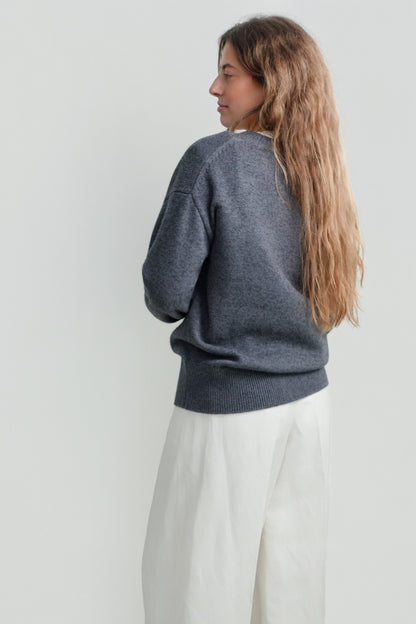 HEAVY CARDIGAN WOOL CASHMERE DARK GREY