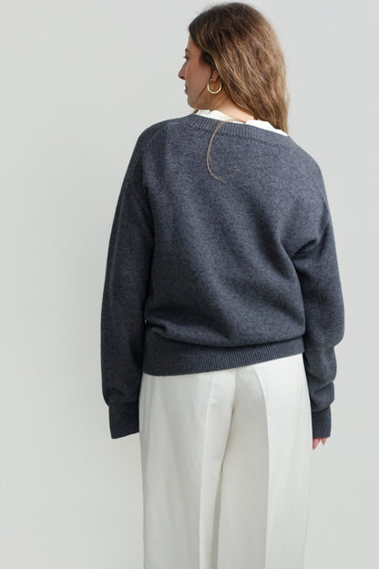 HEAVY CARDIGAN WOOL CASHMERE DARK GREY