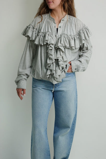 HUNVER 3606 W.K.BLOUSE GREY MELANGE