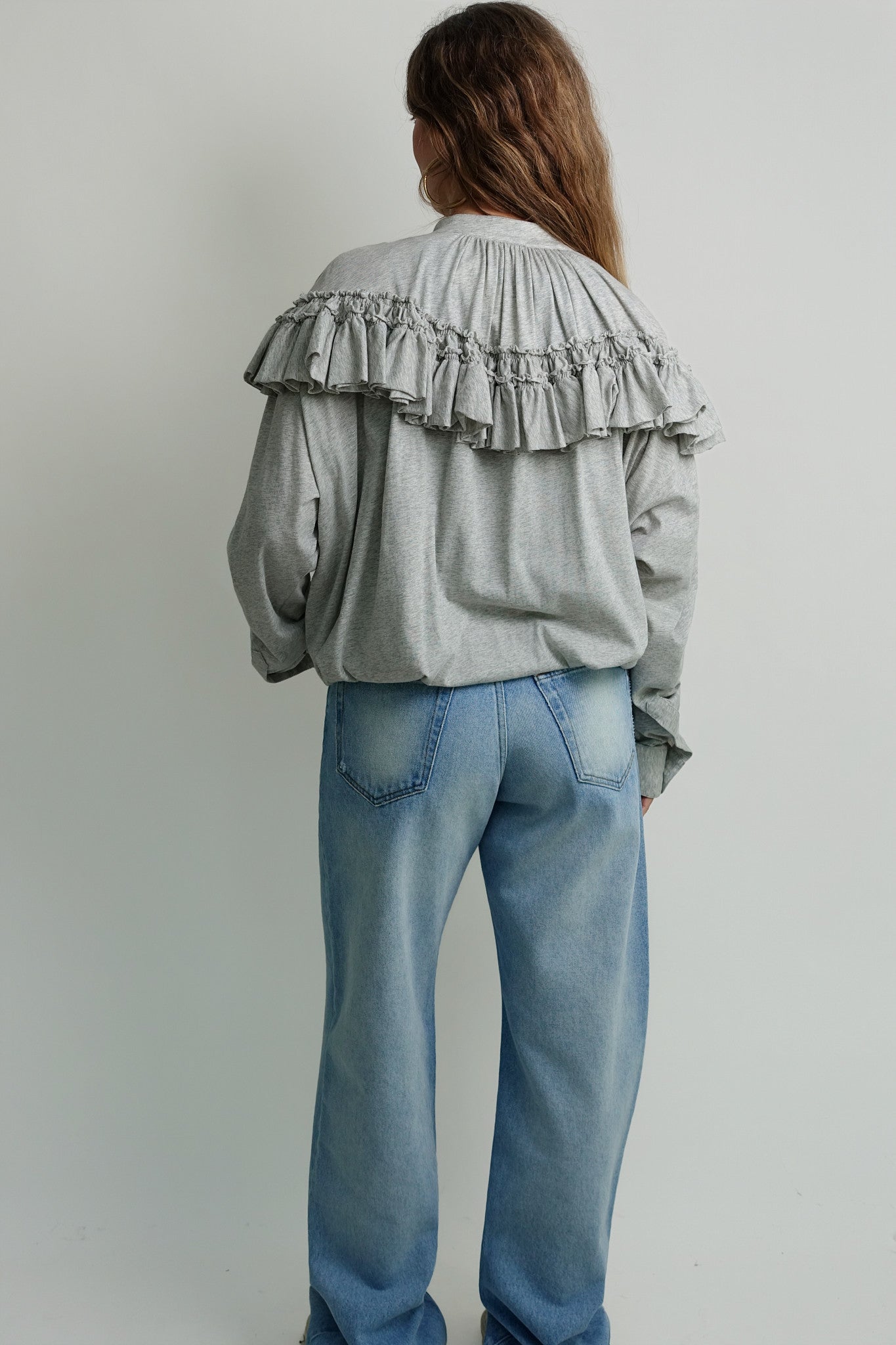 HUNVER 3606 W.K.BLOUSE GREY MELANGE