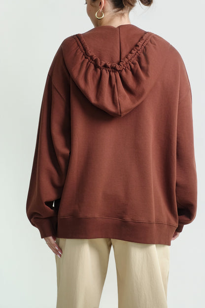 HAXEL M.K.HOODIE COGNAC