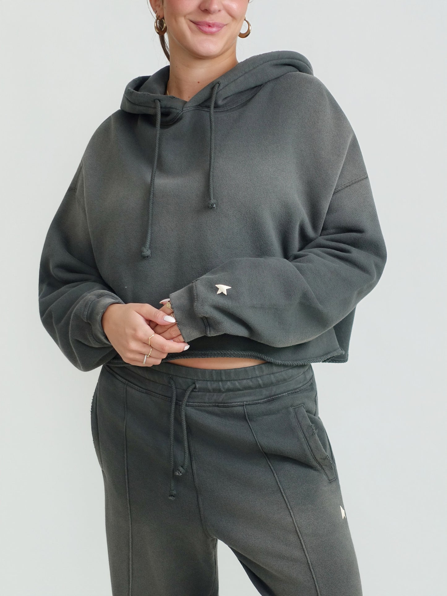 OVERSIZE CROPPED HOODIE CHARCOAL