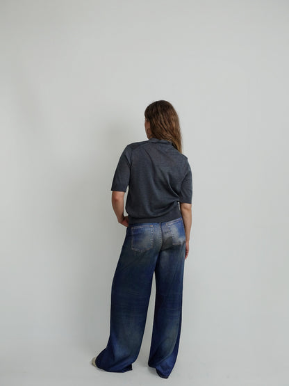 MIGO FINE SHORT-SLEEVE POLO ANTHRACITE MELANGE