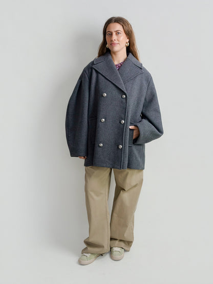 PEACOAT WOOL MIDI COAT PEWTER